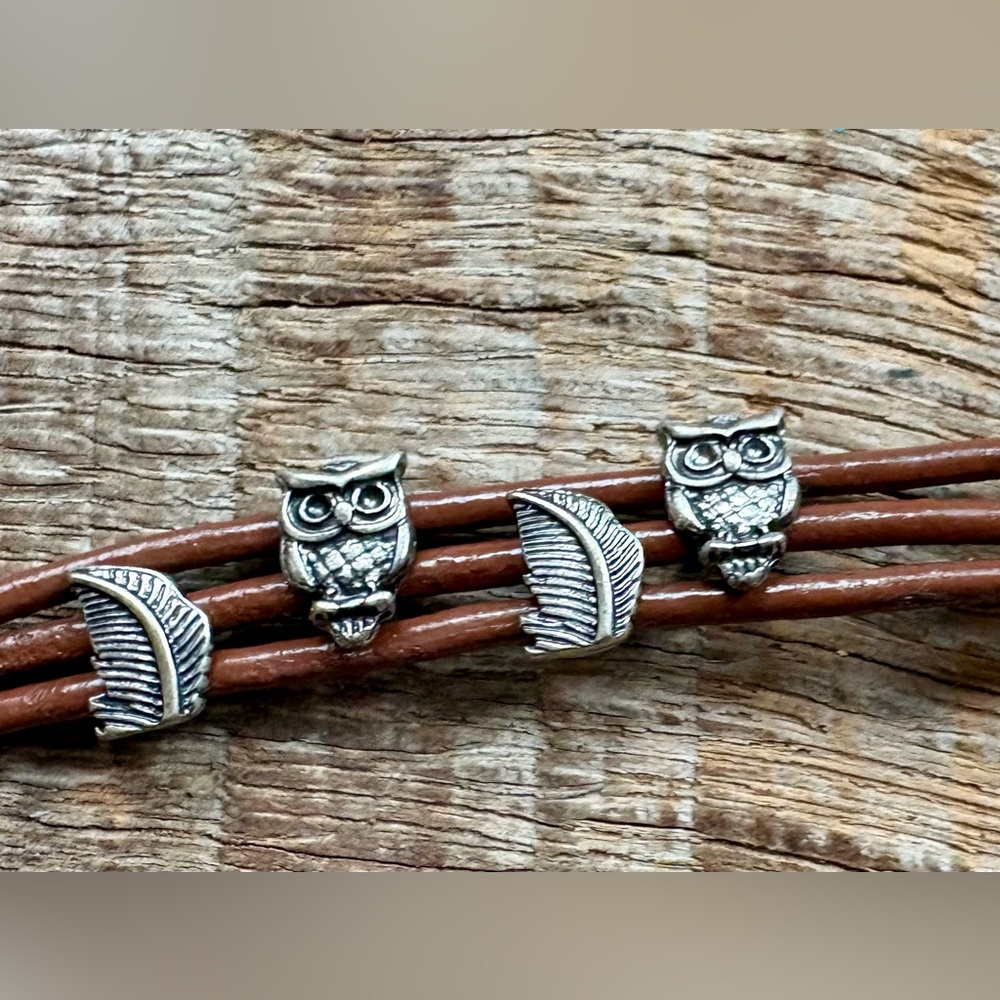 Leather Charm Bracelets, Hamsa & Evil Eye, Owl or Elephant Clover - Picture 6 of 7